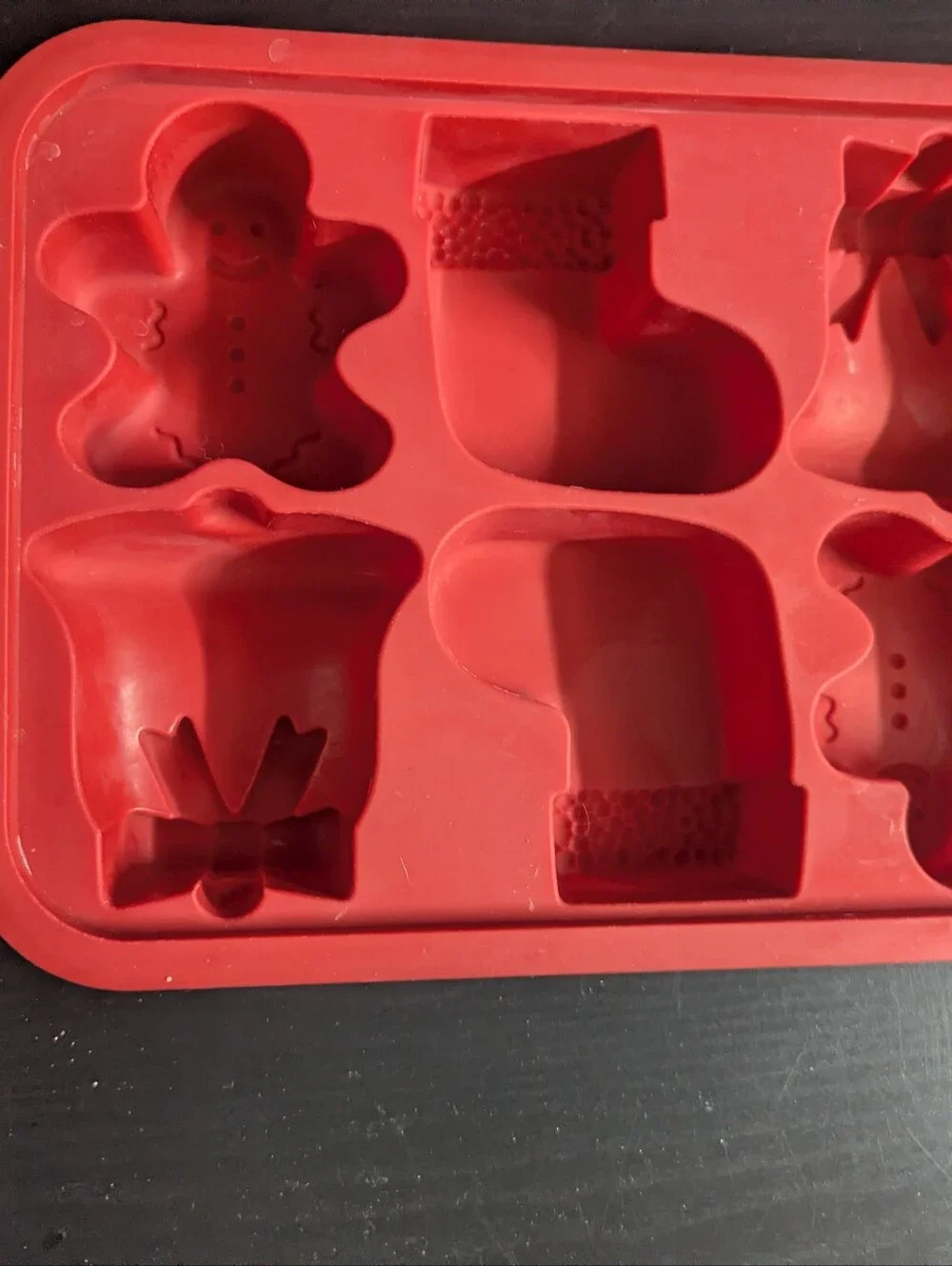 Red Silicone Holiday Cookie Mold Baking Tray